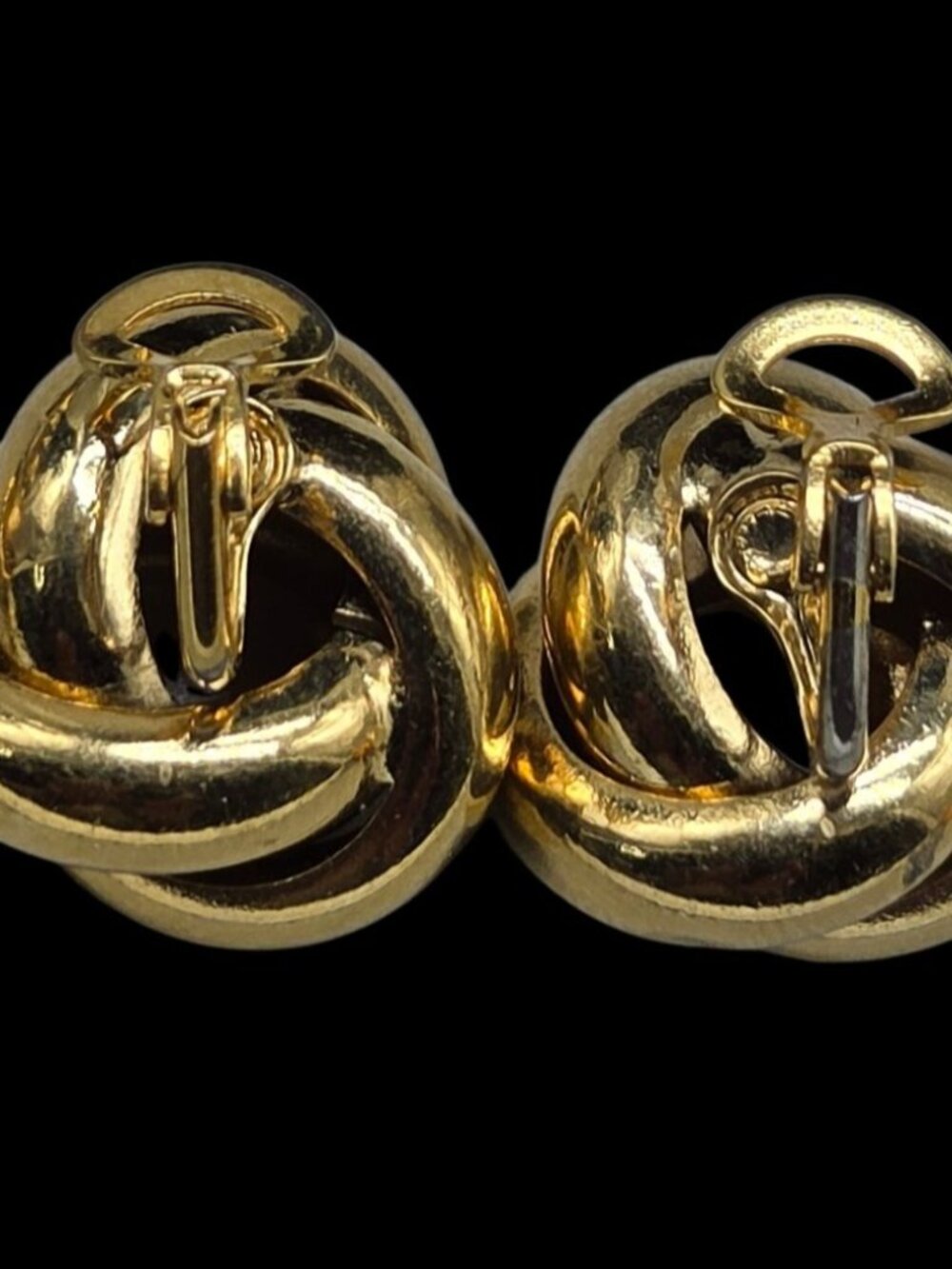 Vintage Monet Style Gold Tone Knot Clip On Earrings 1960s Patented Comfort Lever - Picture 5 of 10